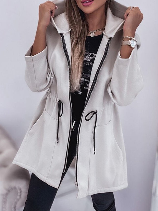 Women's Plain Zipper Regular Loose Jacket