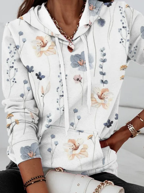 Casual Hoodie Floral Sweatshirt