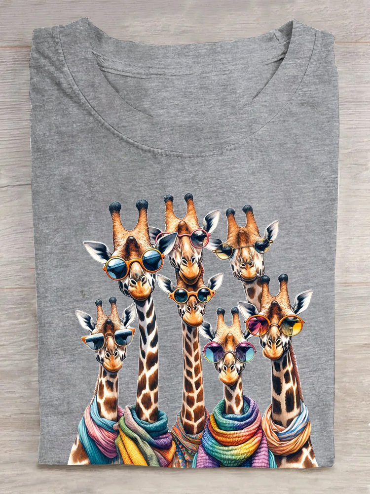 Casual Animal Crew Neck Short Sleeve T-shirt