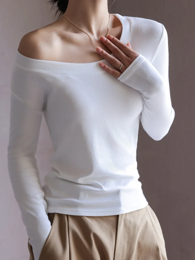 Casual Soft Comfy Plain Crew Neck Long Sleeve T-shirt