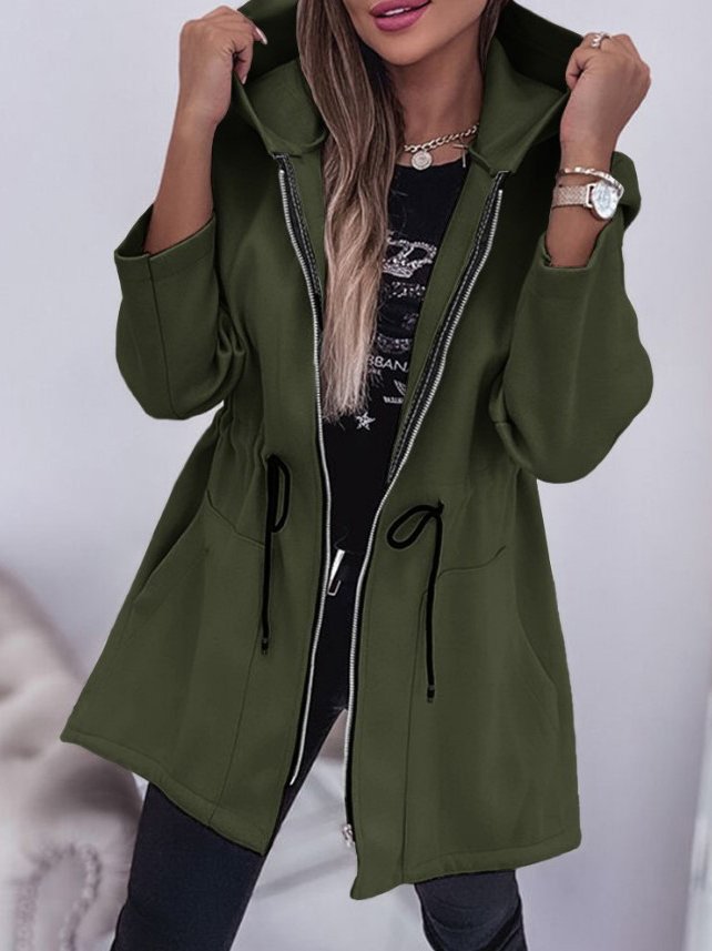 Women's Plain Zipper Regular Loose Jacket