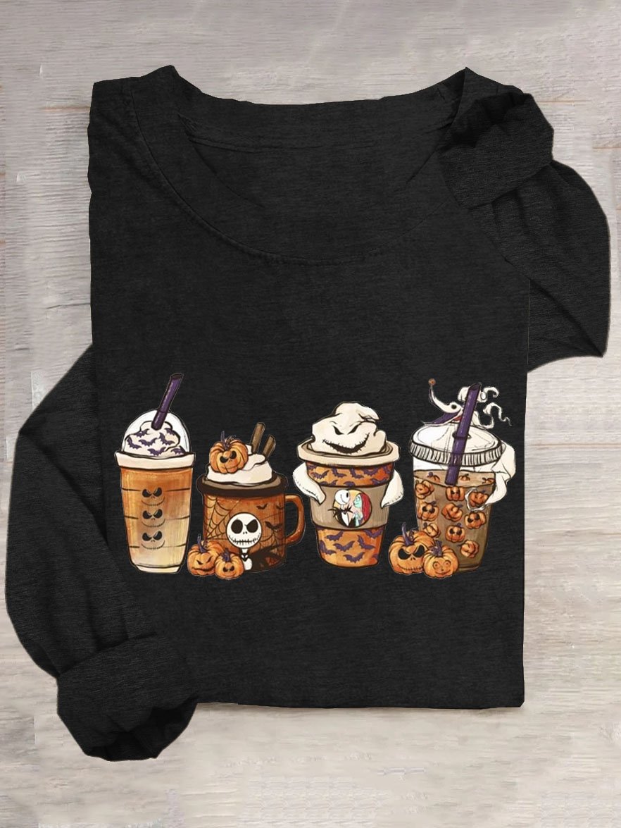 Casual Halloween Crew Neck Long Sleeve T-shirt