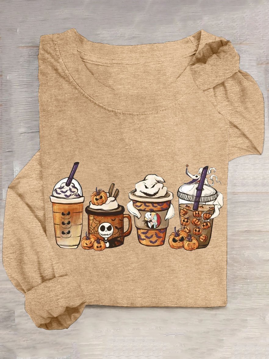 Casual Halloween Crew Neck Long Sleeve T-shirt