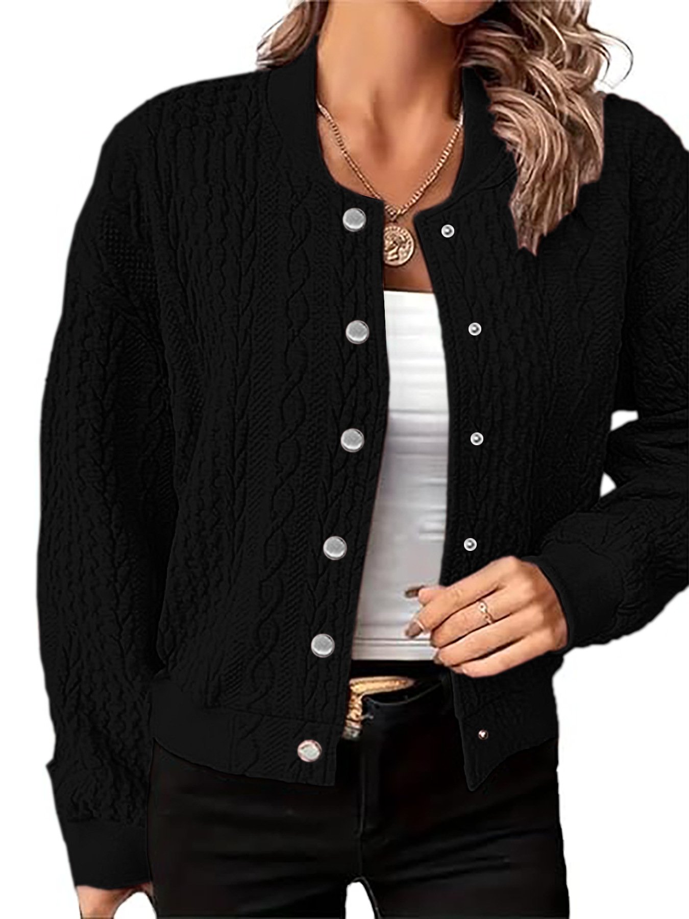 Women's Plain Zipper Regular Loose Jacket