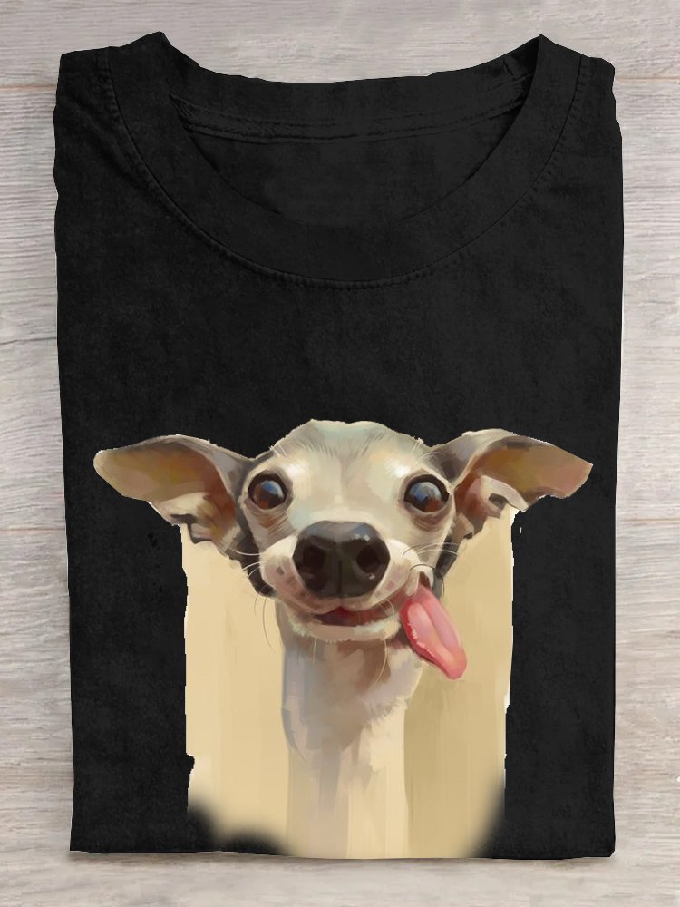 Casual Dog Crew Neck Short Sleeve T-shirt