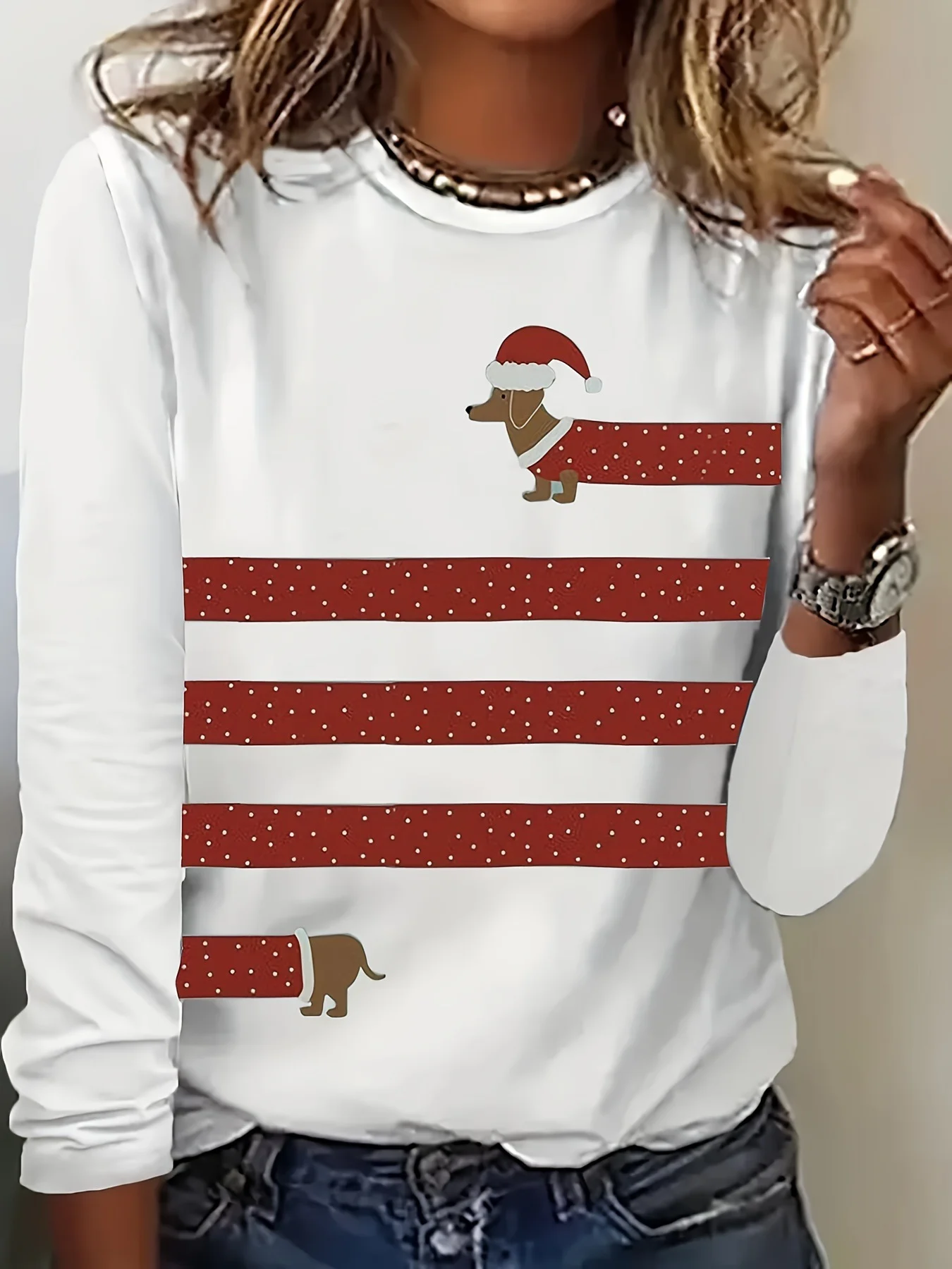 Casual Striped Crew Neck Long Sleeve T-shirt