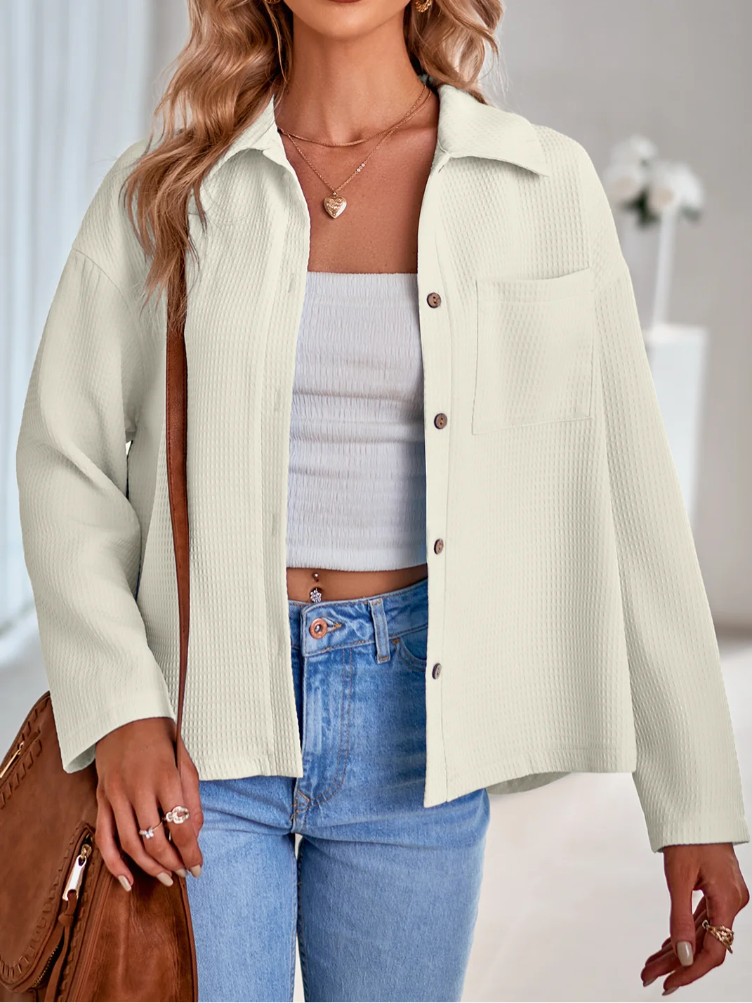 Women's Plain Zipper Regular Loose Jacket