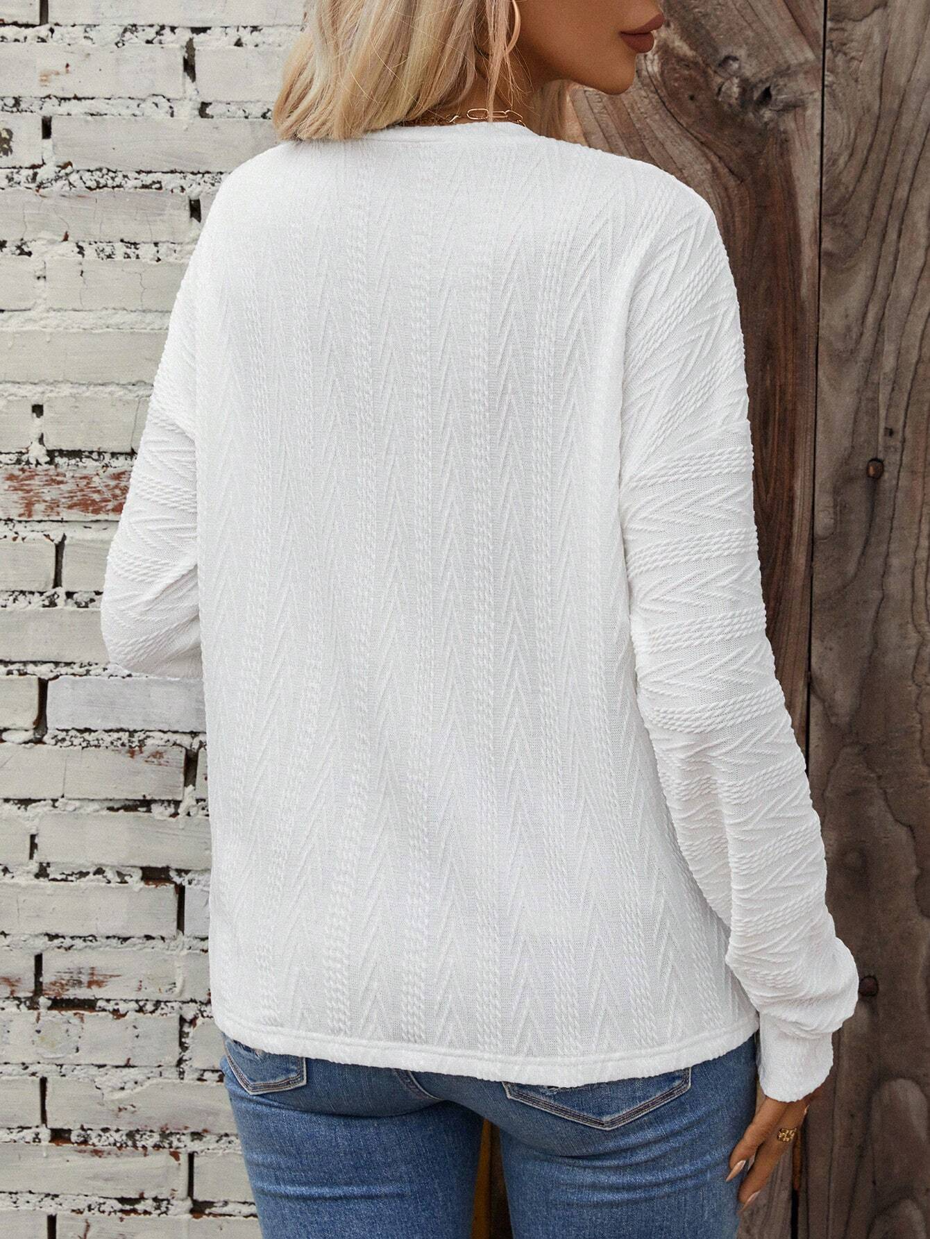 Casual Crew Neck Plain Sweatshirt