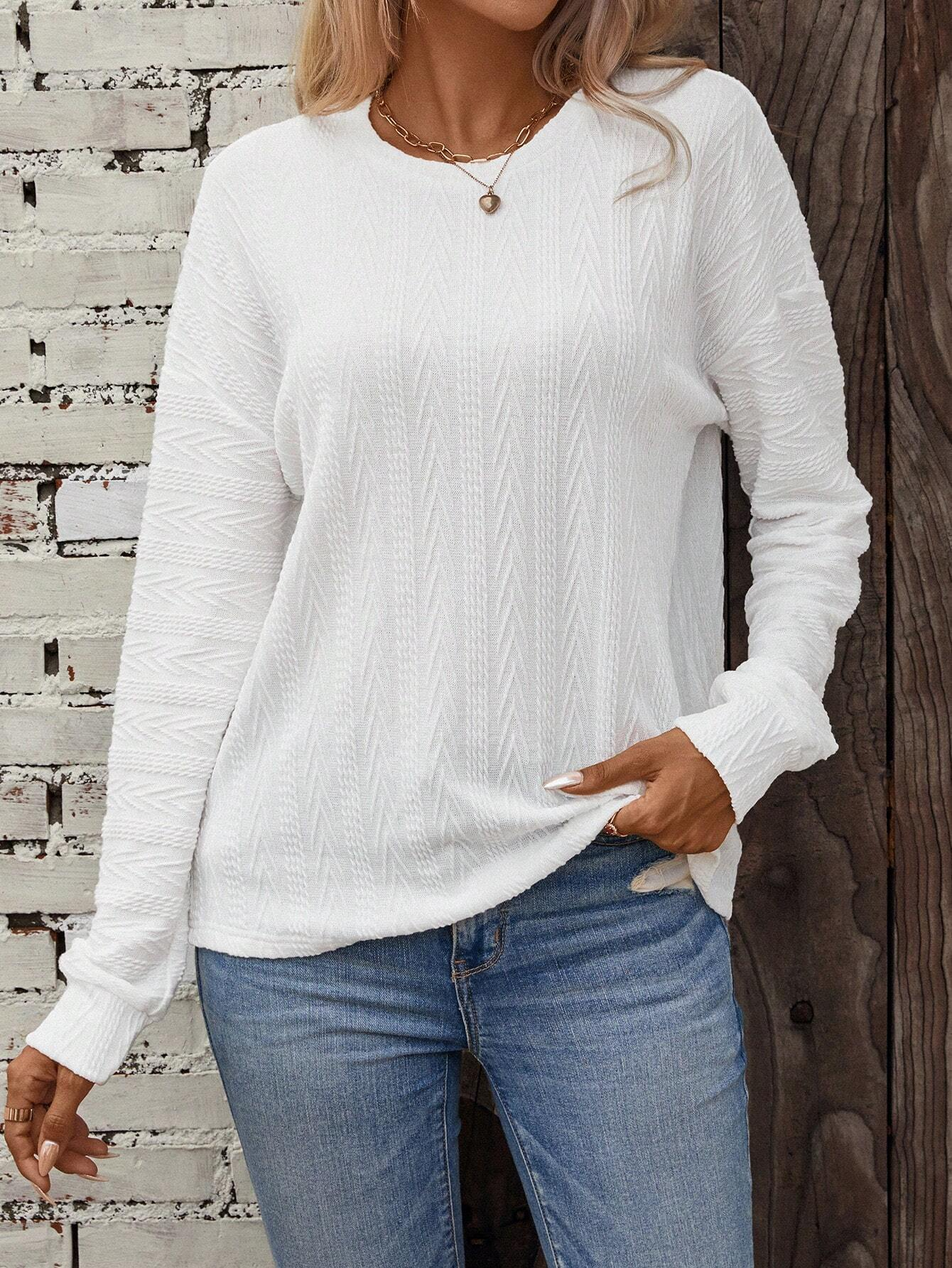 Casual Crew Neck Plain Sweatshirt