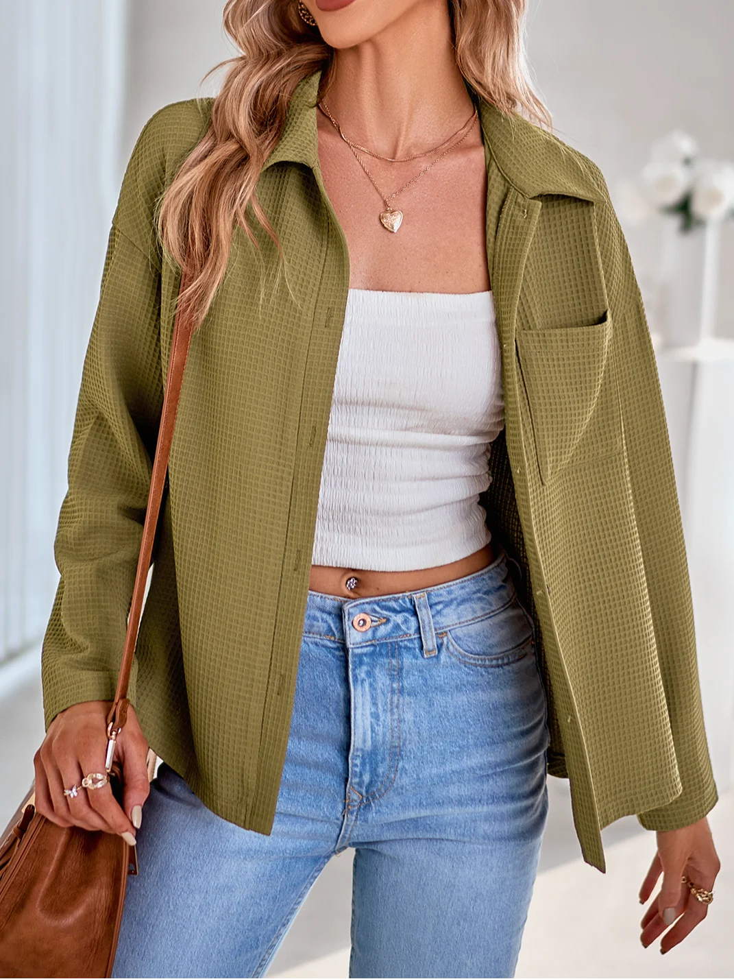 Women's Plain Zipper Regular Loose Jacket