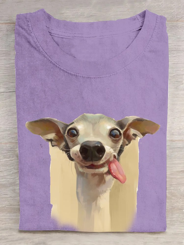 Casual Dog Crew Neck Short Sleeve T-shirt