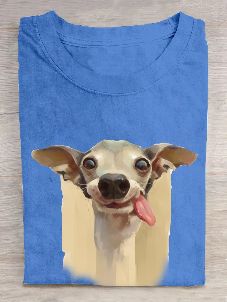 Casual Dog Crew Neck Short Sleeve T-shirt