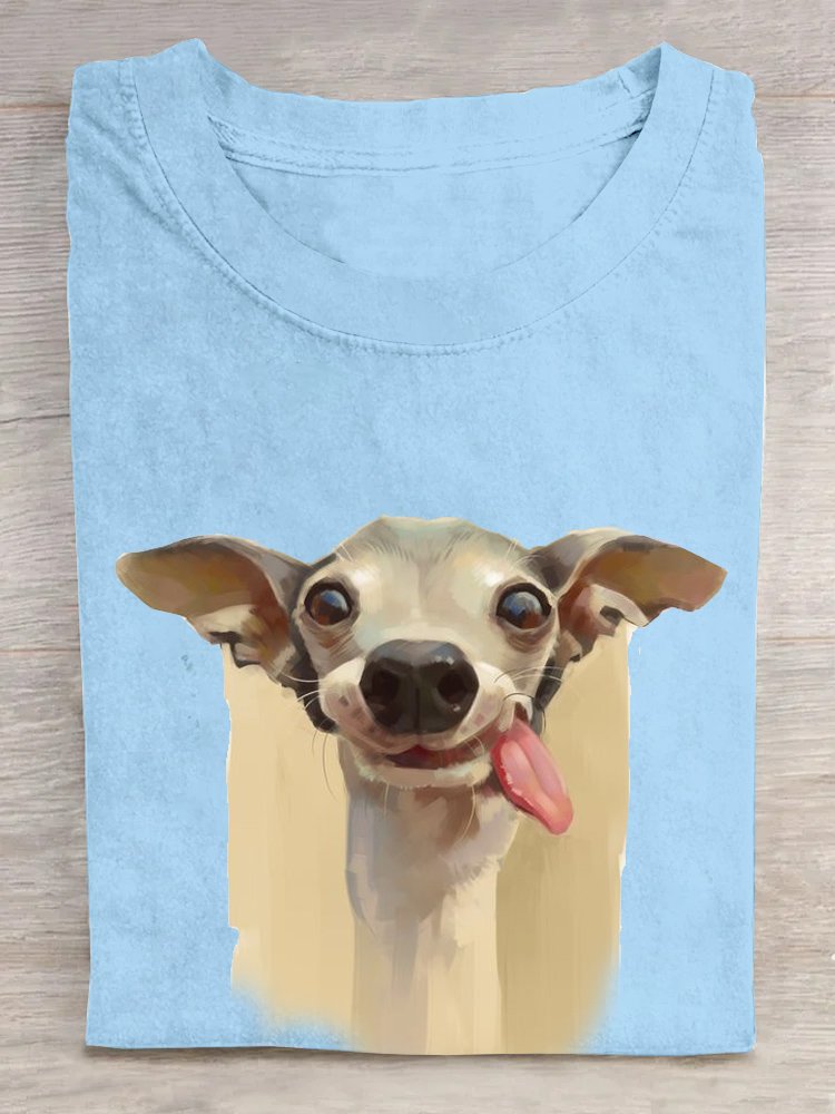 Casual Dog Crew Neck Short Sleeve T-shirt