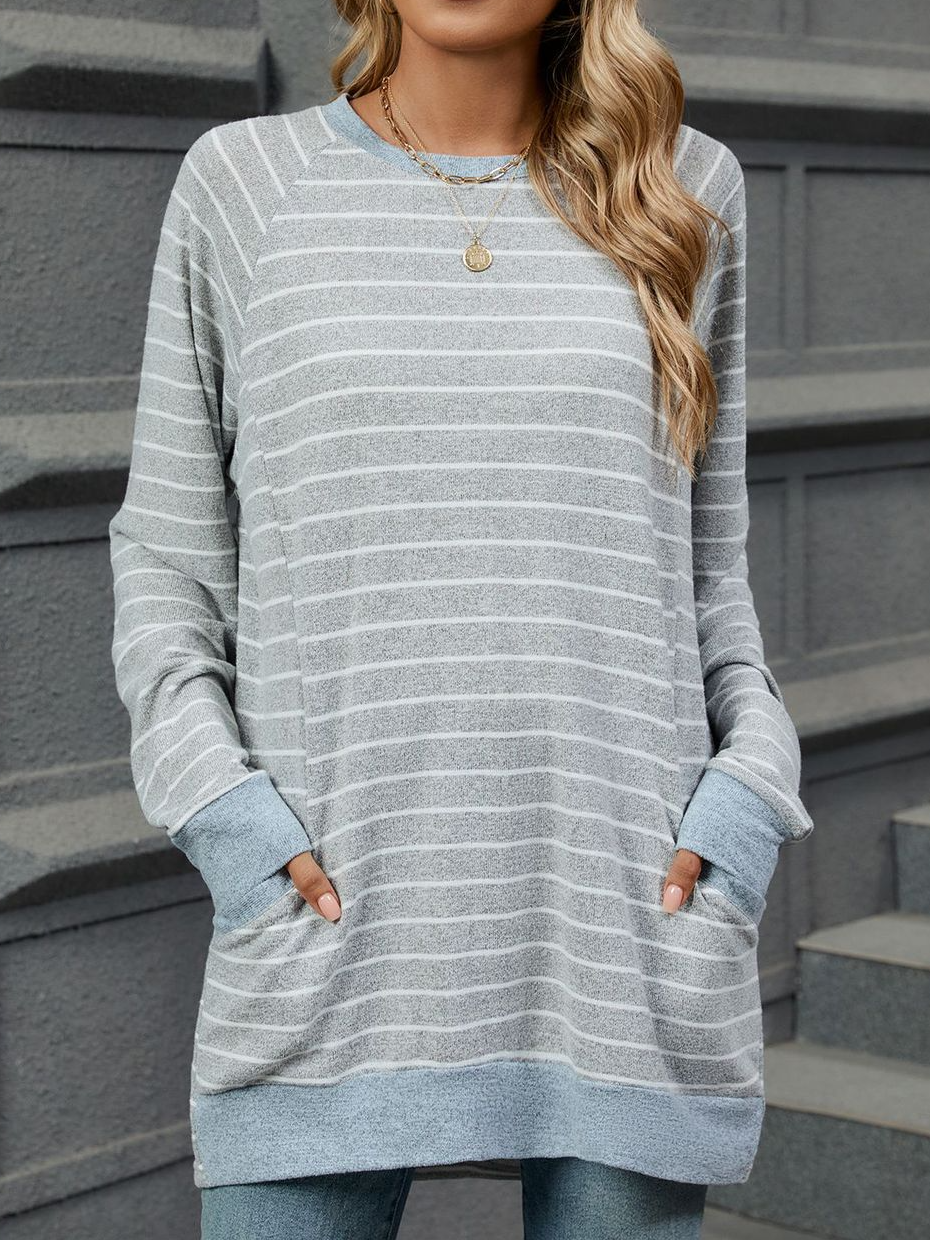 Casual Striped Crew Neck Long Sleeve T-shirt