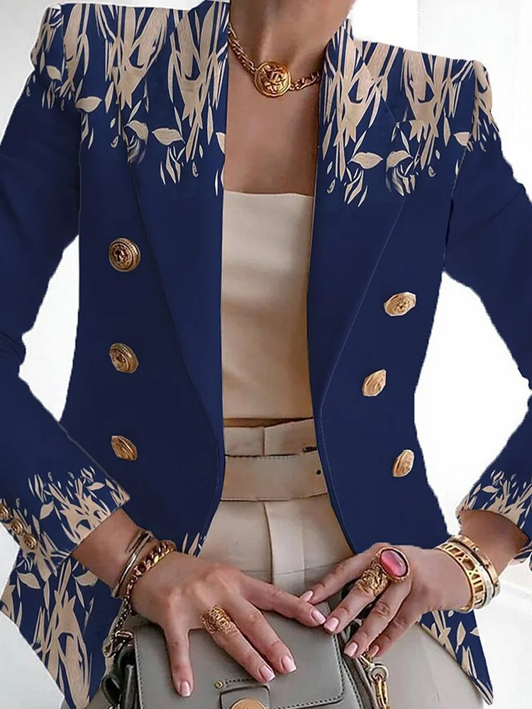 Women's Floral Buckle Regular Loose Blazer