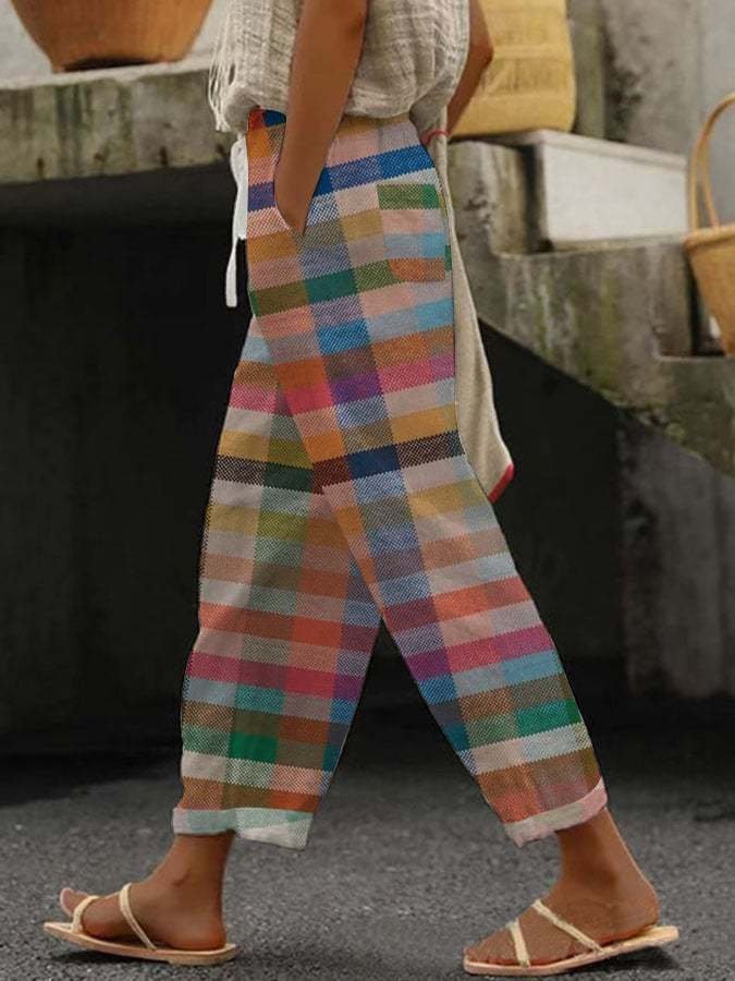 Casual Plaid Long Pant