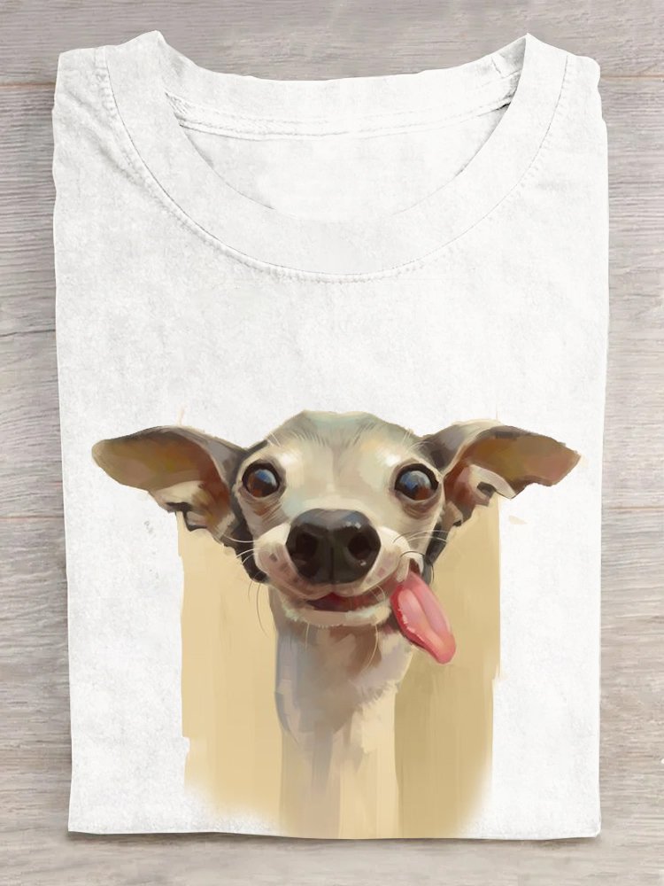 Casual Dog Crew Neck Short Sleeve T-shirt