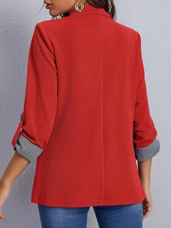 Women's Color Block Regular Loose Blazer