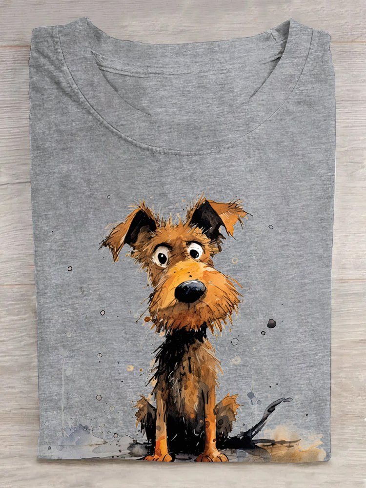 Casual Dog Crew Neck Short Sleeve T-shirt