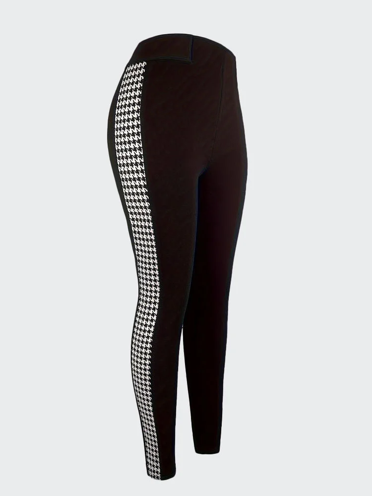 Casual Houndstooth Long Leggings