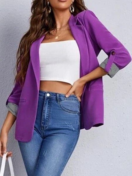 Women's Color Block Regular Loose Blazer