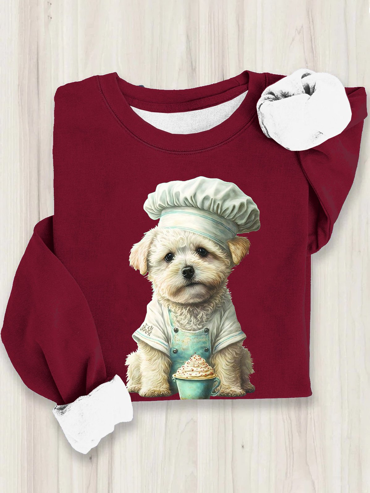 Casual Crew Neck Dog Sweatshirt