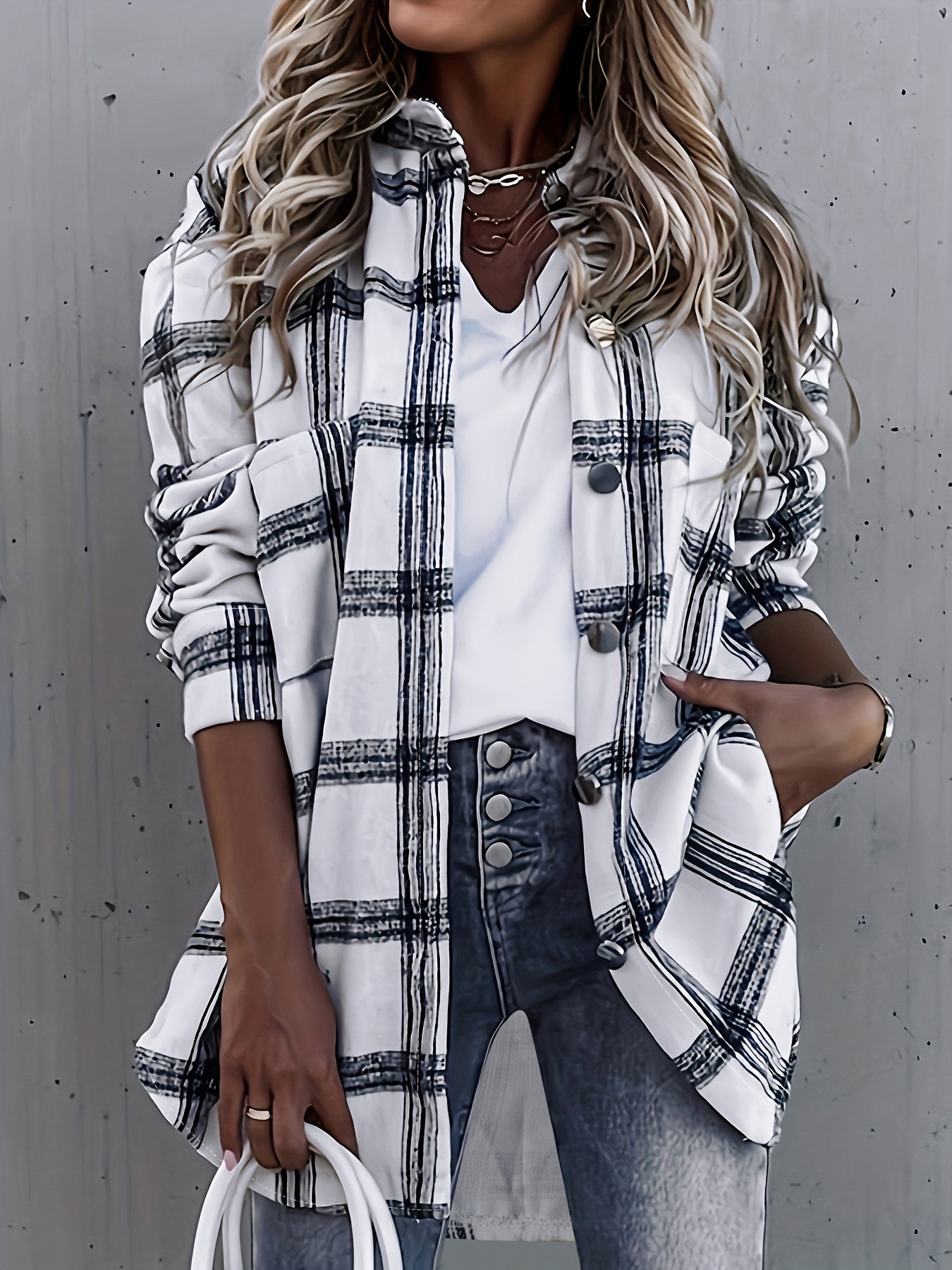 Women's Plaid Regular Loose Jacket