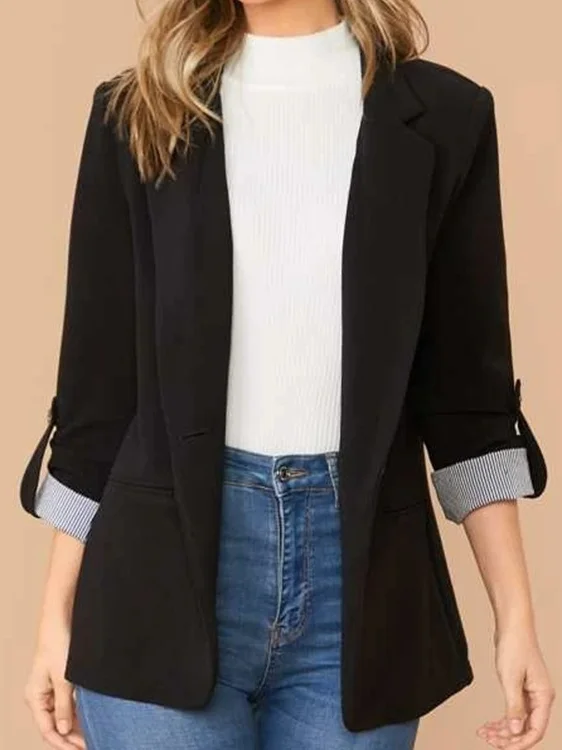 Women's Color Block Regular Loose Blazer