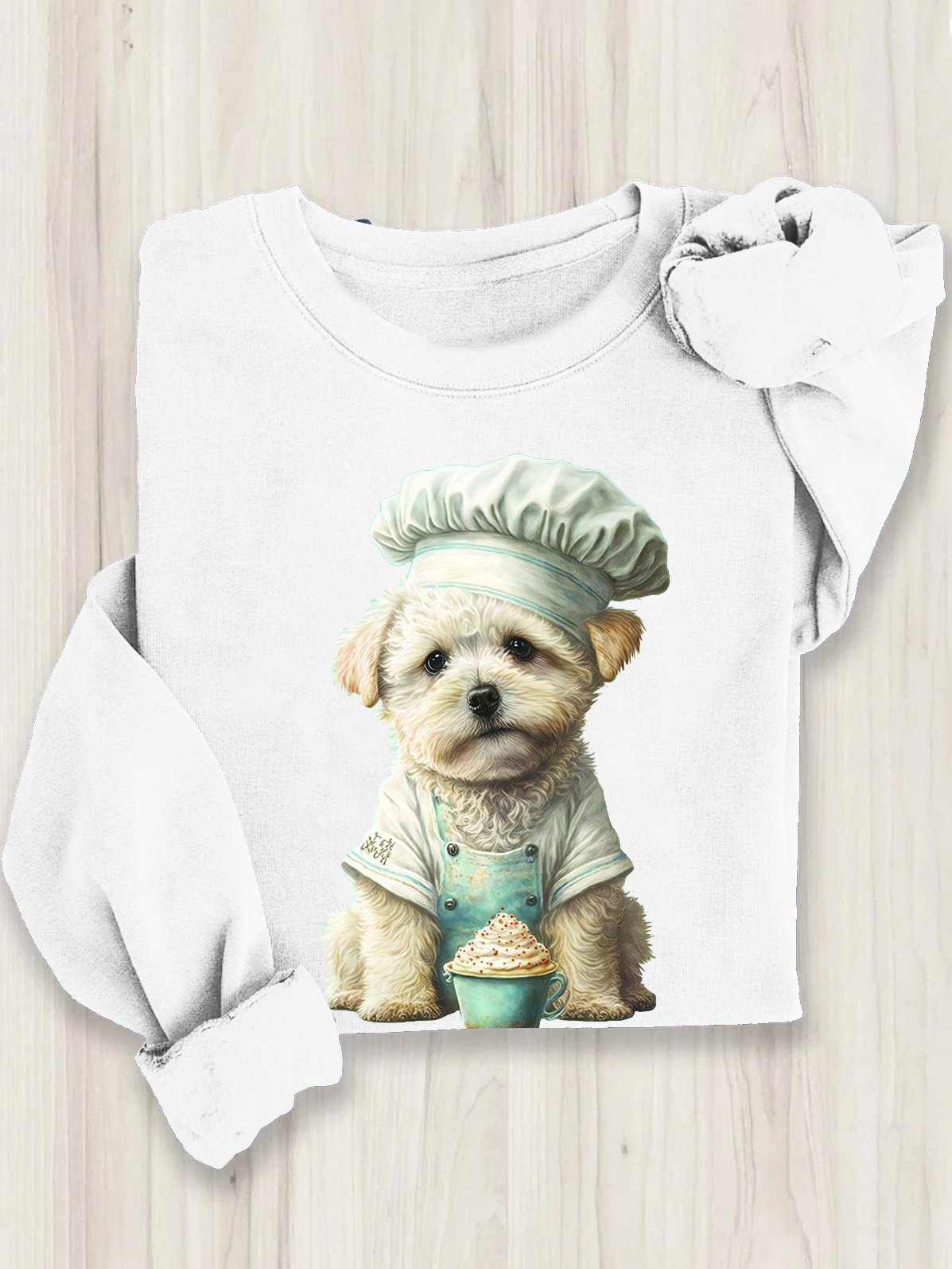 Casual Crew Neck Dog Sweatshirt