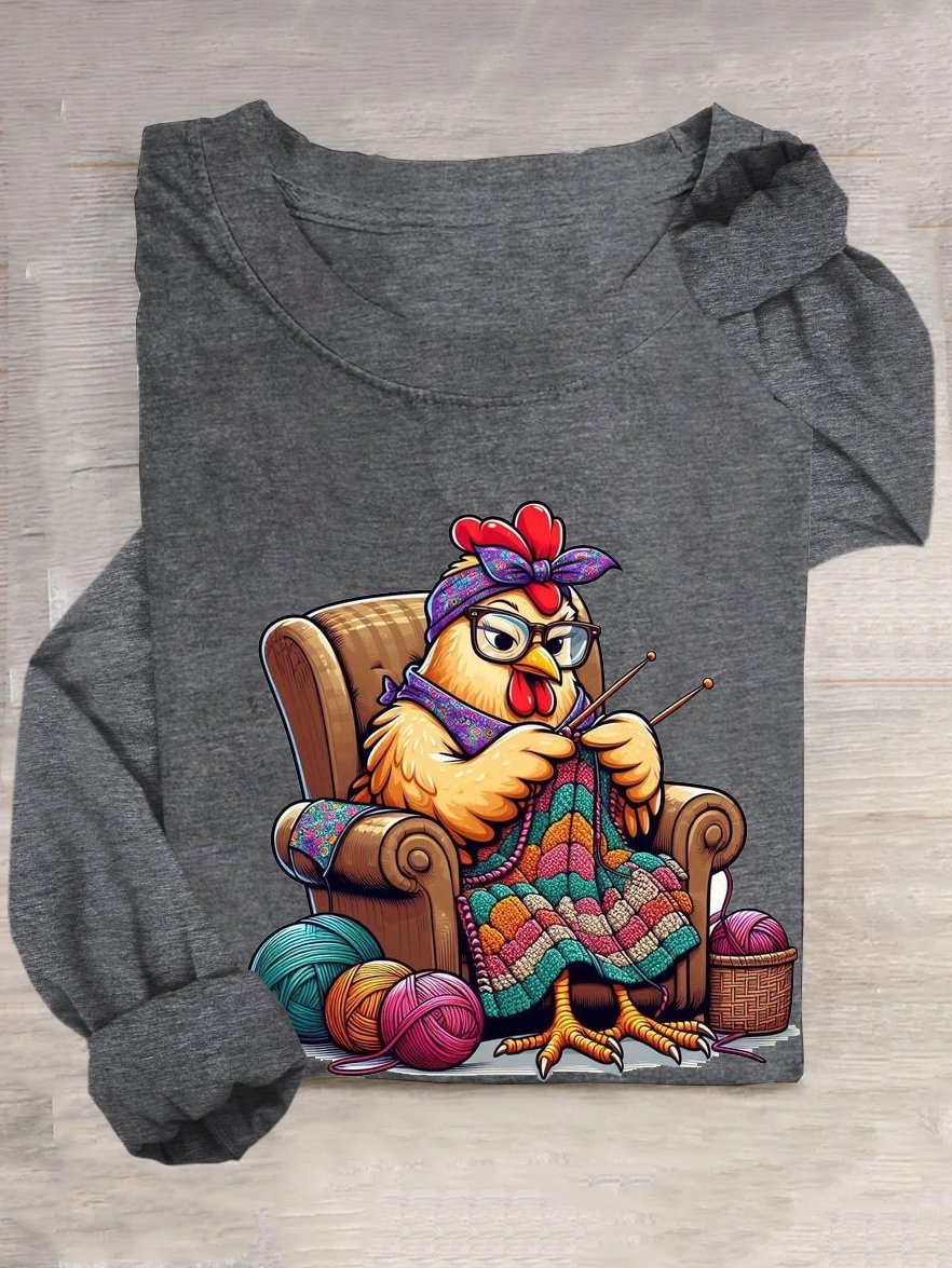 Casual Turkey Crew Neck Long Sleeve T-shirt