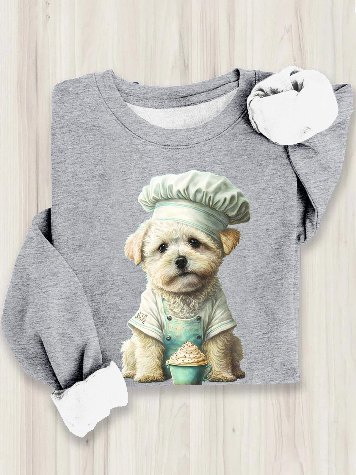 Casual Crew Neck Dog Sweatshirt