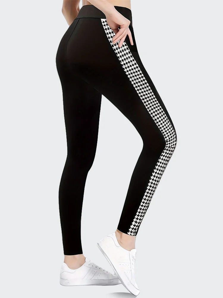 Casual Houndstooth Long Leggings