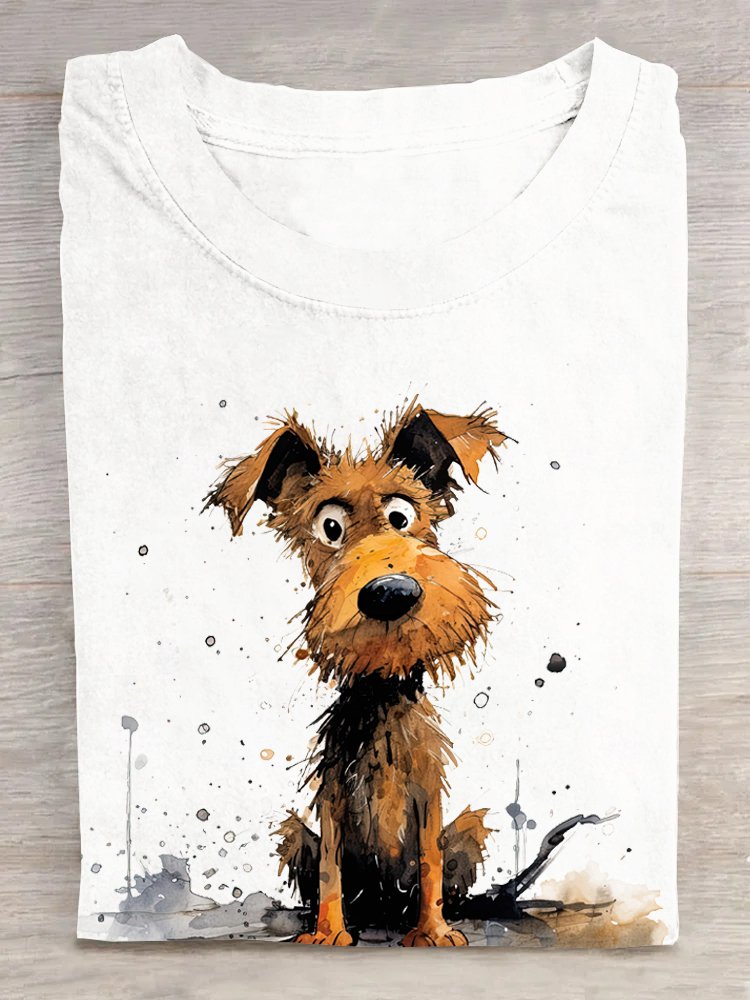 Casual Dog Crew Neck Short Sleeve T-shirt