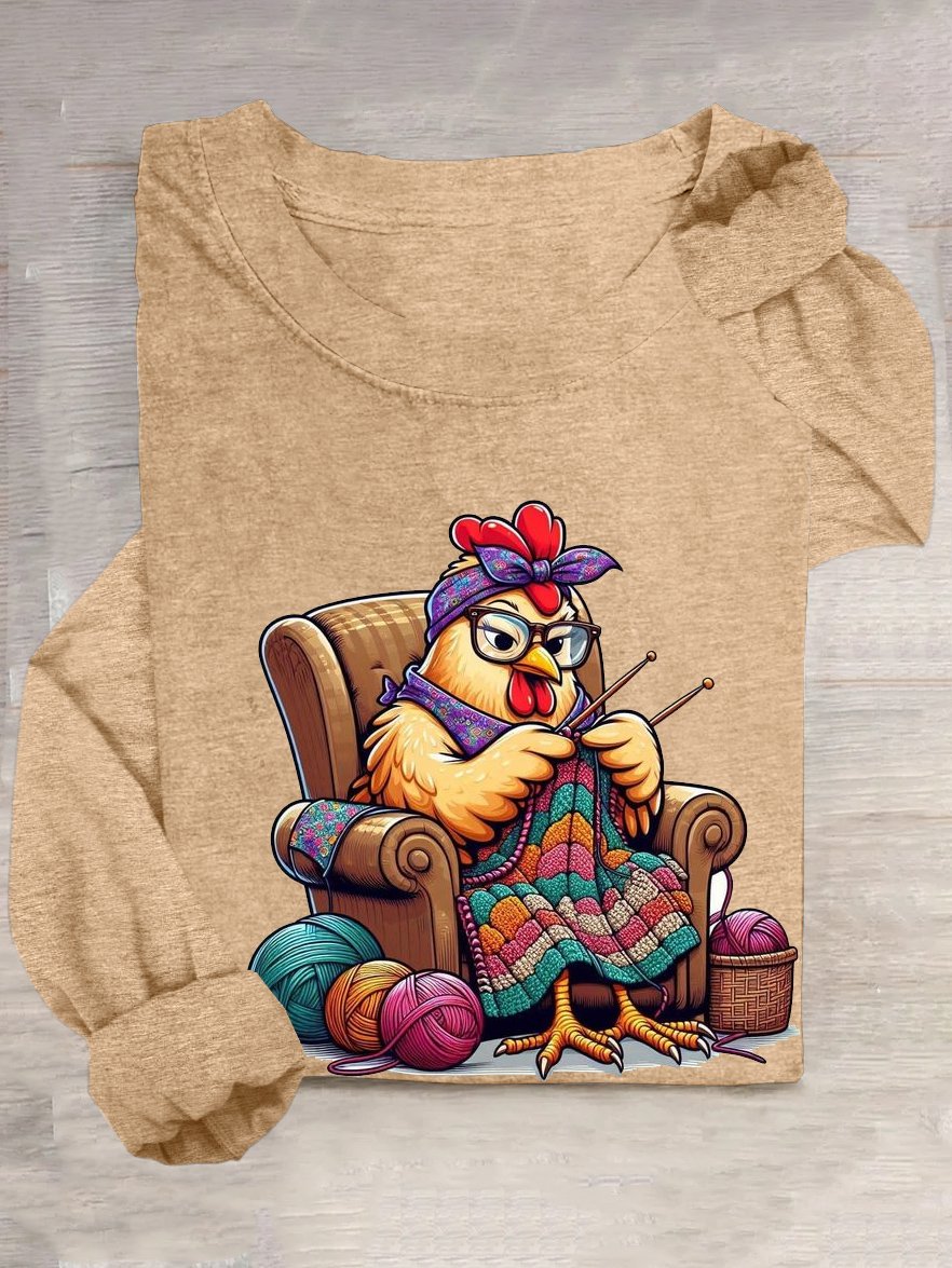 Casual Turkey Crew Neck Long Sleeve T-shirt