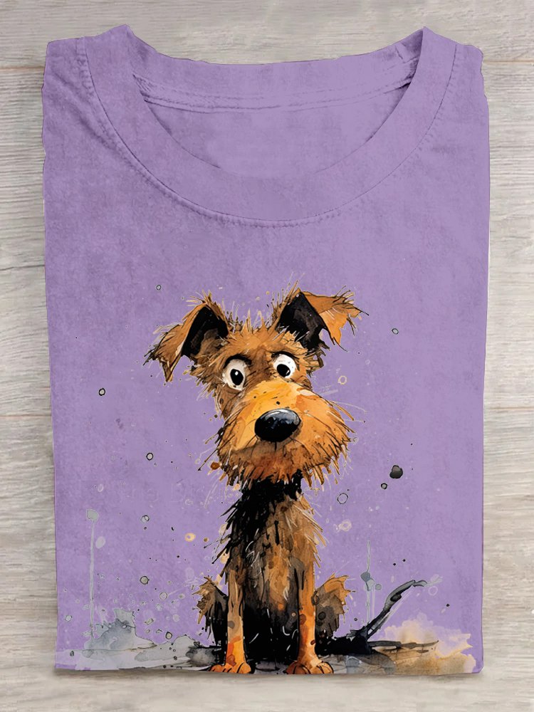 Casual Dog Crew Neck Short Sleeve T-shirt