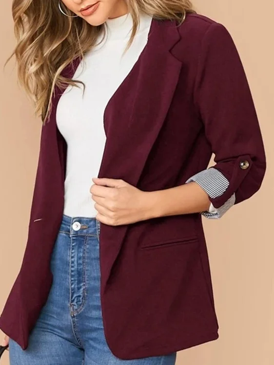 Women's Color Block Regular Loose Blazer