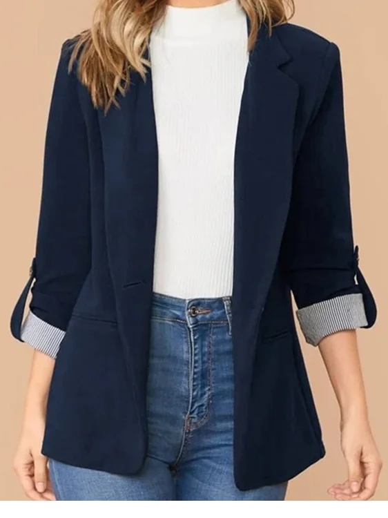 Women's Color Block Regular Loose Blazer