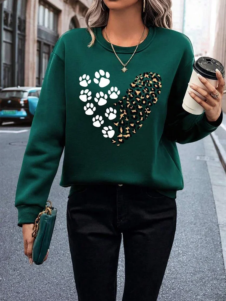 Casual Crew Neck Animal Sweatshirt