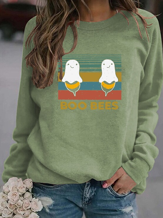 Casual Crew Neck Animal Sweatshirt