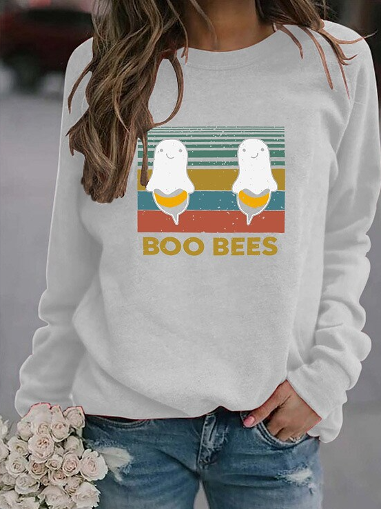 Casual Crew Neck Animal Sweatshirt