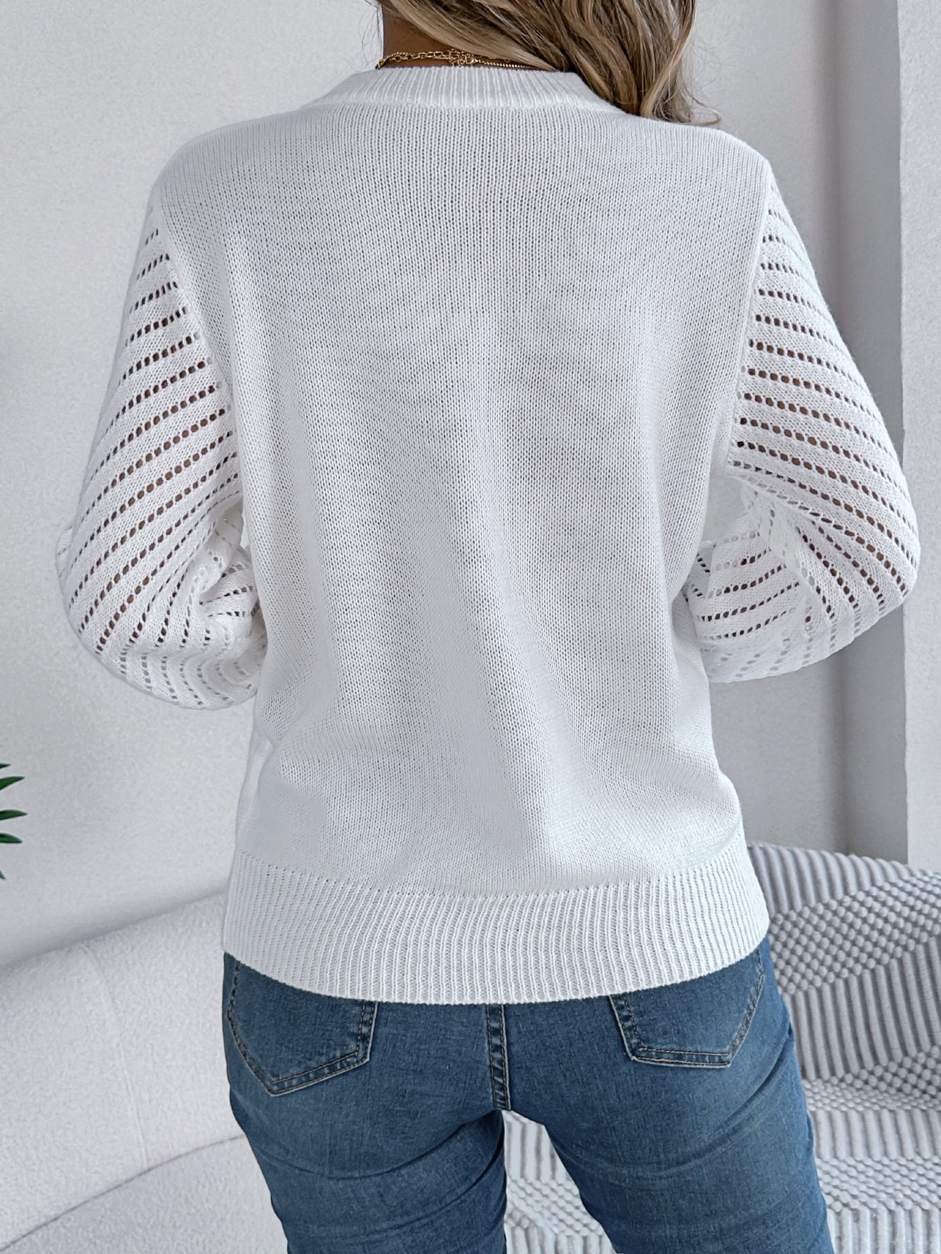 Women Yarn/Wool Yarn Plain Long Sleeve Comfy Casual Sweater