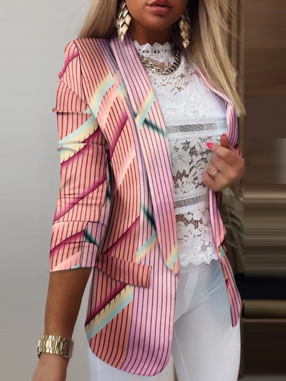 Women's Geometric Regular Loose Blazer