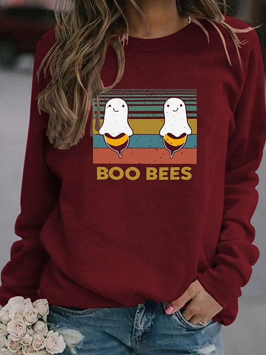 Casual Crew Neck Animal Sweatshirt