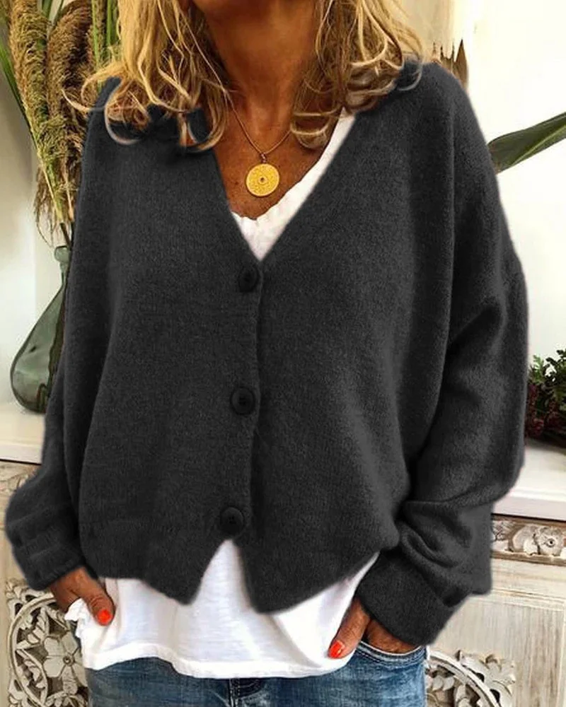 Women Wool/Knitting Plain Long Sleeve Comfy Casual Cardigan