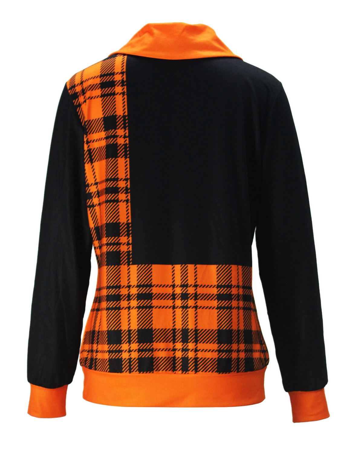 Casual Turtleneck Plaid Sweatshirt Zipper