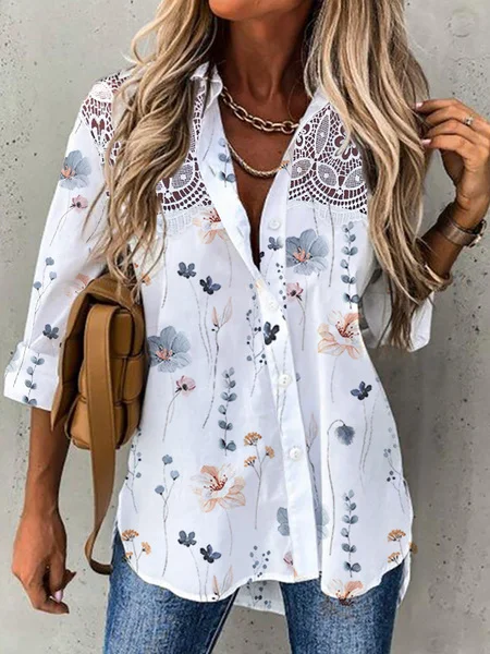 Long Sleeve Floral Regular Loose Shirt For Women