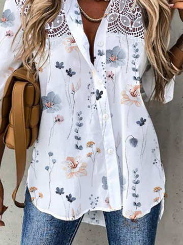 Long Sleeve Floral Regular Loose Shirt For Women