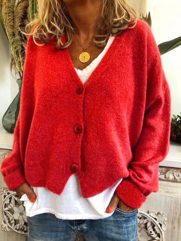 Women Wool/Knitting Plain Long Sleeve Comfy Casual Cardigan