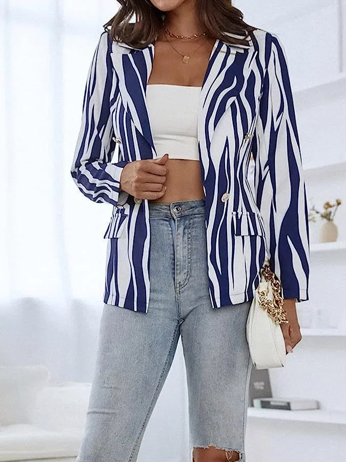 Women's Striped Regular Loose Blazer