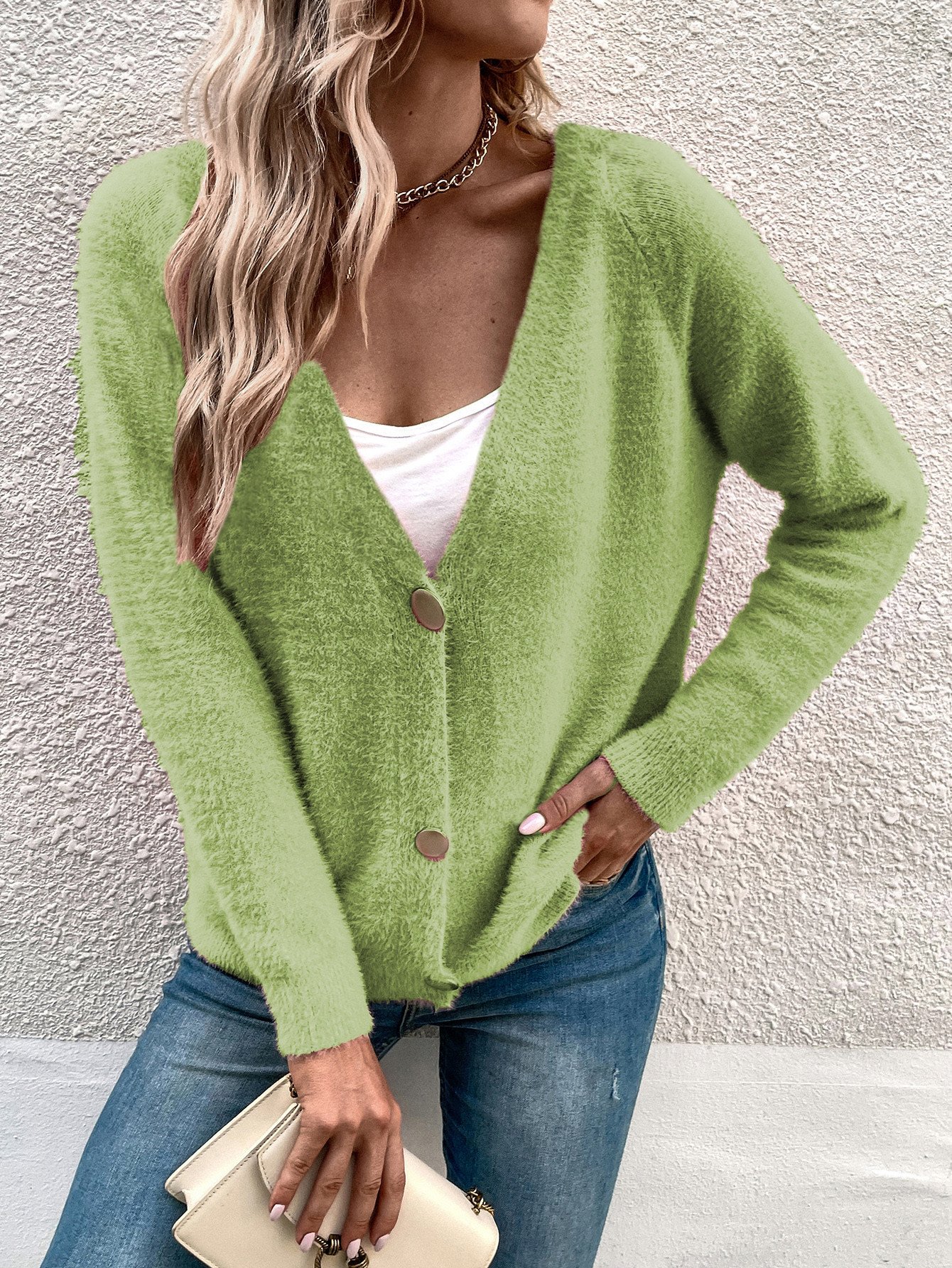 Women Wool/Knitting Plain Long Sleeve Comfy Casual Cardigan